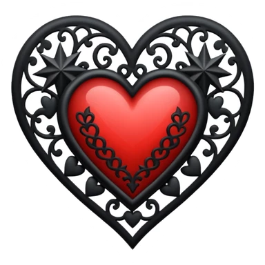 goth heart with a black lace heart star sticker