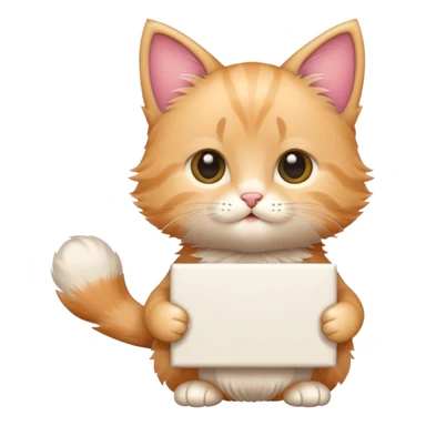Cute cuddly kitten holding a large blank sign sticker