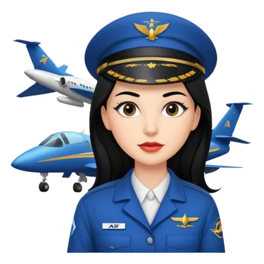 Femme cheveux long noir travaille dans le domaine de l'aéronautique sourcils fournis makeup clean sticker