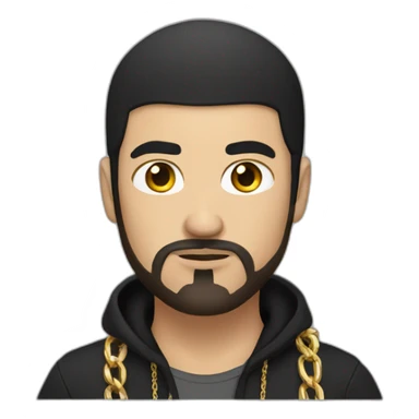 Russian male thug wearing gold chain with black short hair and short beard sticker