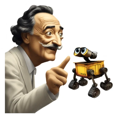 salvador Dali reaching out to wall-e sticker