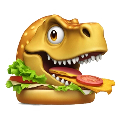 Dinosaur eating a burger sticker