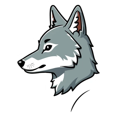 gray wolf profile, side view of head sticker