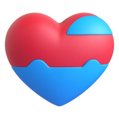 3D heart-shaped emoji, blue color, Microsoft 3D Fluent style sticker