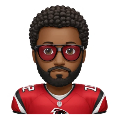 Black man with black sunglasses and curly short
 hair with a full beard and sideburns in Atlanta falcons jersey sticker