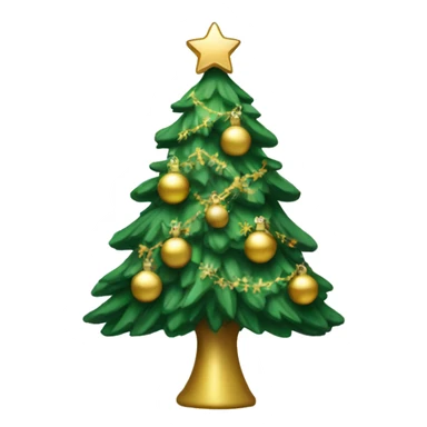 Christmas tree with snow and gold decorations  sticker