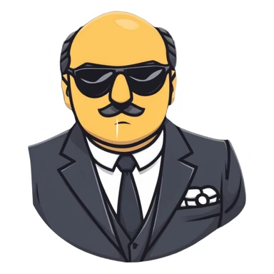 intimidating mafia boss with sunglasses and rings sticker
