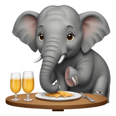 elephant at a restaurant table sticker