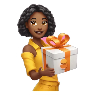 influencer taking a selfie holding a bright box in her arms sticker