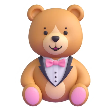 teddy bear with light pink bow tie sticker
