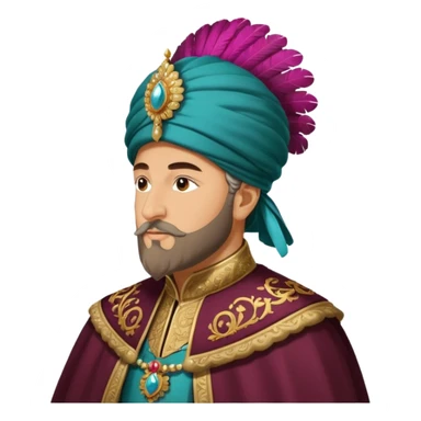 Fatih Sultan Mehmet, Ottoman sultan, with a feathered turban and ornate cloak, side profile sticker