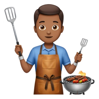 man grilling bbq with grill and apron sticker