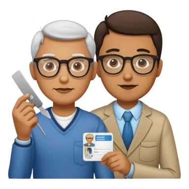 Scissors cutting man ID card in 2 parts.hyper realistic sticker