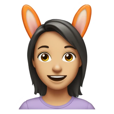 Haley Raso with bunny ears eating a carrot sticker