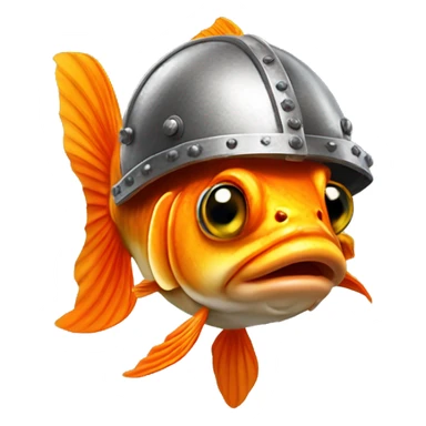 Goldfish wearing Viking helmet sticker