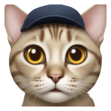Cat with cap, looking smart and surprised Very big eyes sticker