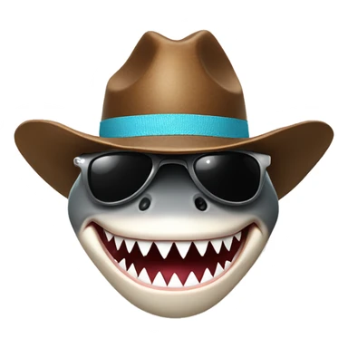 Shark in sunglasses with cowboy hat smiling sticker