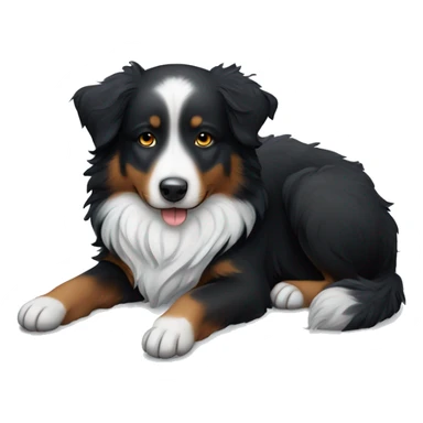 Small black australian shepherd dog sleeping winter background  sticker