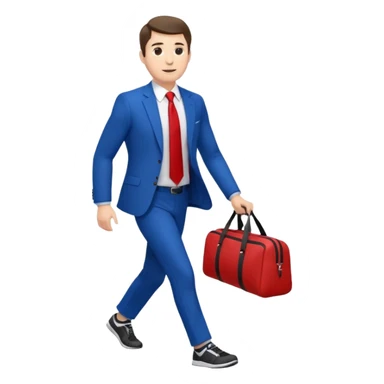 business man in a blue suit and red tie carry exercise sticker