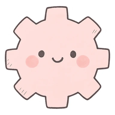 Create a soft and cute settings icon in a Japanese hand-drawn style with a soft pink color palette, matching the reference style. The icon should be suitable for a mobile home screen and have a transparent background. sticker