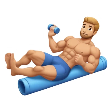 buff guy lying lats down on foam-roller sticker