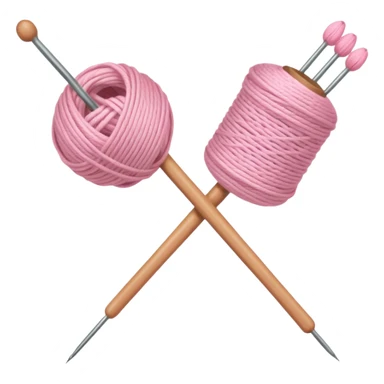 Knitting needles & light pink yarn sticker