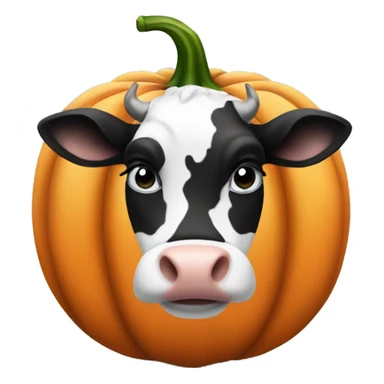 black and white cow in a pumpkin emoji sticker