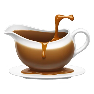 A gravy boat with a slow drip of gravy falling. sticker