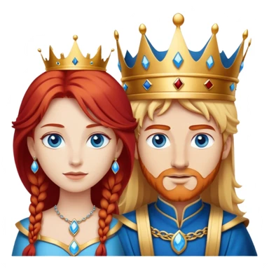 Red hair king, blonde queen, blue eyes sticker