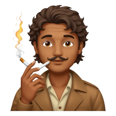Indian brown guy with side fade wavy hair style, smoking cigarette sticker