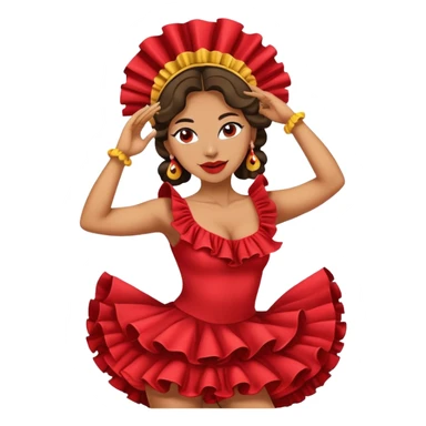 Female Colombian salsa dancer with ruffle dress, traditional Colombian headpiece, mid-dance move sticker