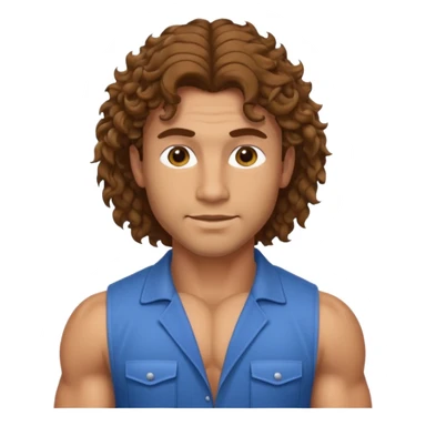 Hot male engineer with curly brown mullet hair and muscles sticker