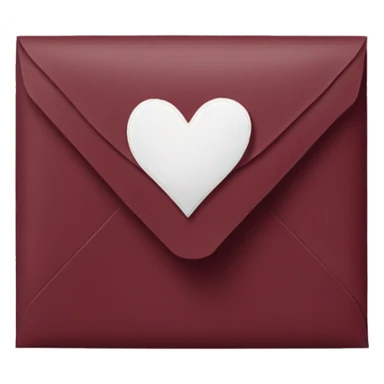 burgundy closed envelope with white heart stamp sticker