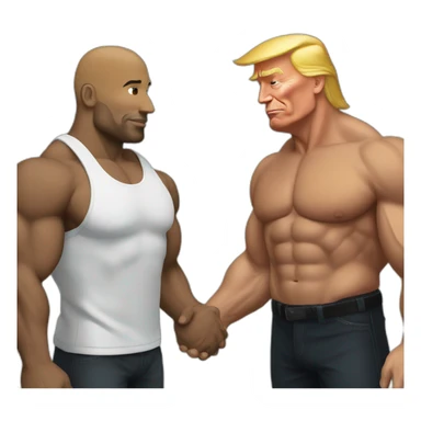 Donald Trump holding hands with The Rock sticker
