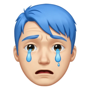 man crying with blue hair sticker