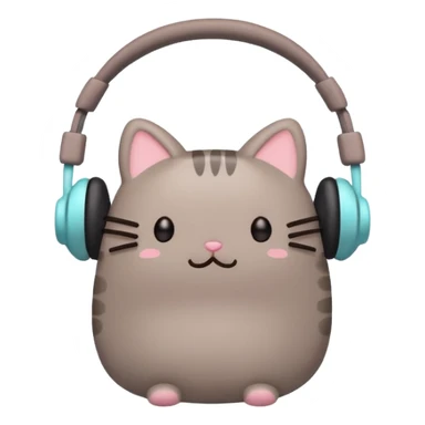 Pusheen with earphones  sticker