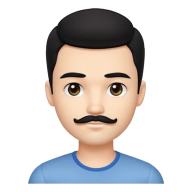 iOS emoji pretty handsome bratz man, with black hair and Little square mustache with black black black  eyes,  short dar, pale skin, defined jawlines sticker