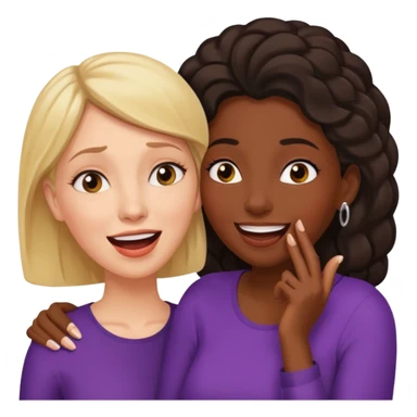 Devious cheerful white woman whispers in surprised embarrassed black woman's ear. sticker