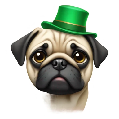 pug wearing a green hat sticker