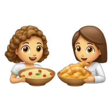 Algerian girl eating couscous and French girl eating croissant  sticker