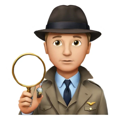 Icon for Detective Movies: A colorful collage featuring Daniel Craig as an inspector, with a magnifying glass, fedora hat, cigarette, and a mysterious city backdrop. Include a board with photos of suspects, fingerprints, and a crime scene. Retro movie poster style. Transparent background. sticker