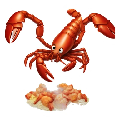 cooked red lobster served on a plate, with a focus on its claws and tail, vibrant and appetizing.” sticker