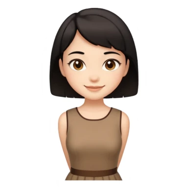 Gadis cantik, lucu, rambut pendek warna hitam, baju coklat aesthetic  sticker