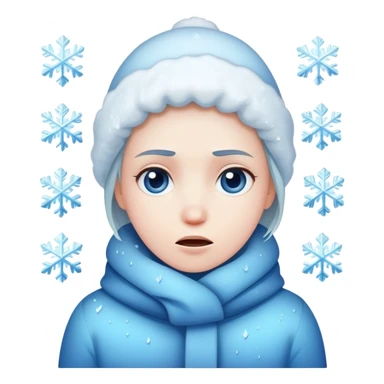 Shivering face with ice crystals, very cold sticker