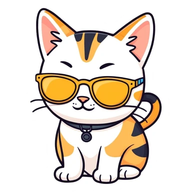 Tabby cat with sunglasses  sticker