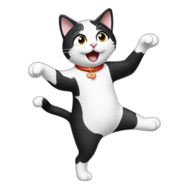Black and white cat dancing sticker