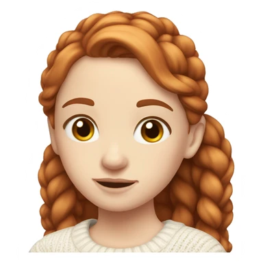 Red-haired girl in low ponytails with pale skin white sweater sticker