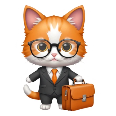 kitten in a suit holding a briefcase and wearing glasses sticker