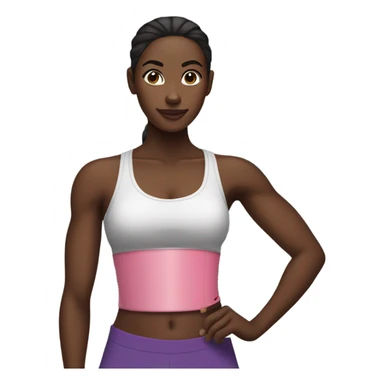 Dark skinned black woman in ponytail drinking smoothie in workout clothes sticker