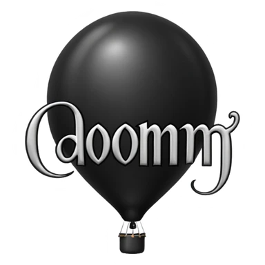 the word 'DOOMSCROLLING' in ornate gothic calligraphy, balloon style sticker